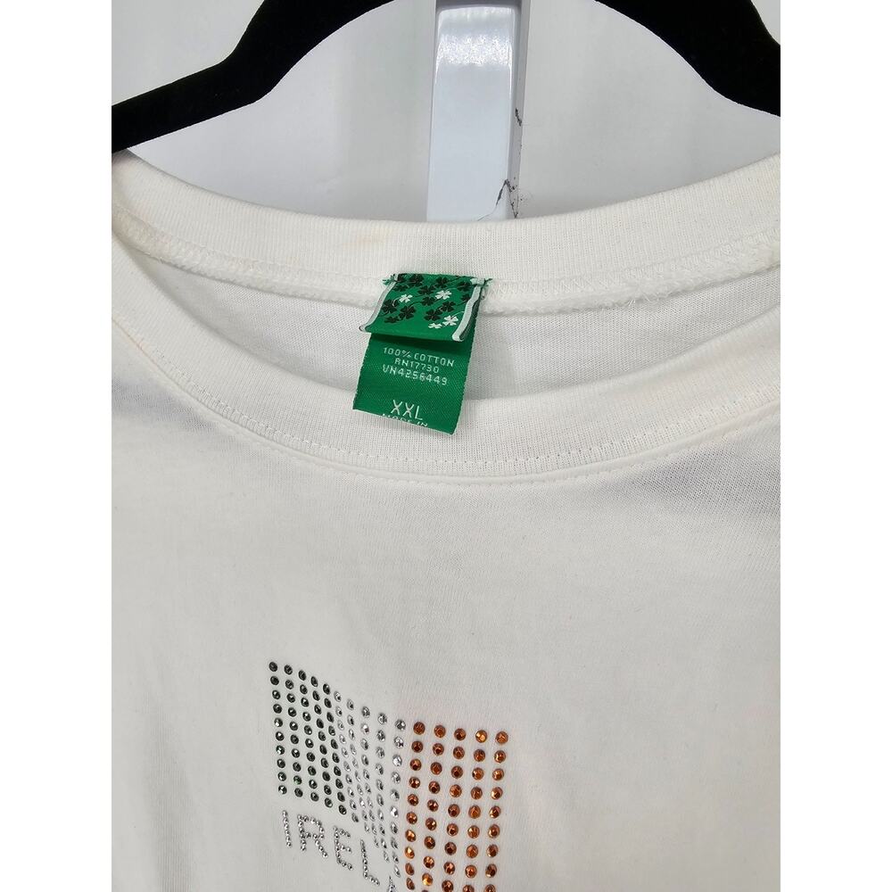Vintage Y2K Women Sz XXL Short Sleeve T Shirt Ireland Flag Bling St Patricks Day - Picture 3 of 5